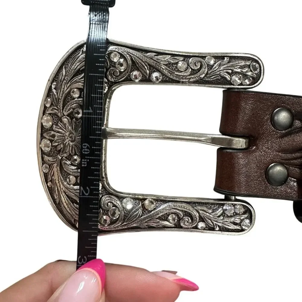 Ariat Women's Brown Cross Concho Embossed Leather Belt Size M A1518602 32-34